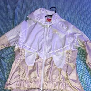 White and gold nike windbreaker
